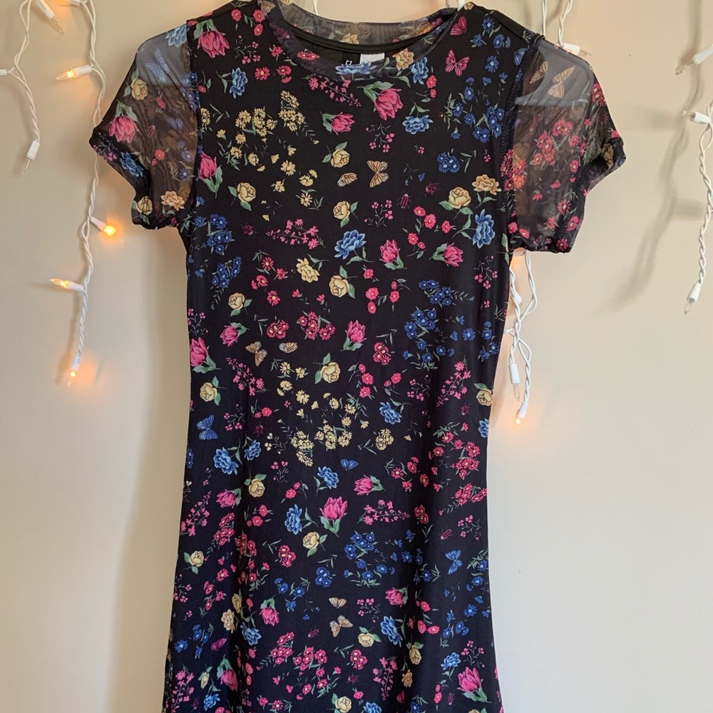 Cute Floral Dress with Mesh
